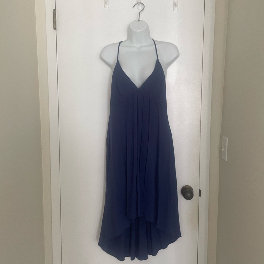 BCBGeneration Navy Blue Hi-Low Dress Caged Back LIKE NEW